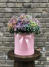 Цветочная композиция из Гипсофила и Розы в шляпной коробке в Инженерный-1