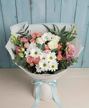 Букет цветов из:  Розы, Лизиантусы и Хризантемы в Инженерный-1