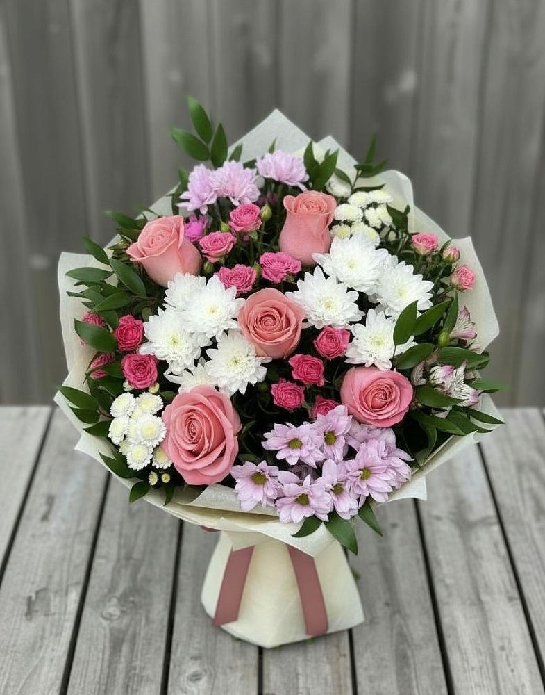 Букет цветов из: Альстромерии, Гвоздики, Розы и Хризантемы в Инженерный-1