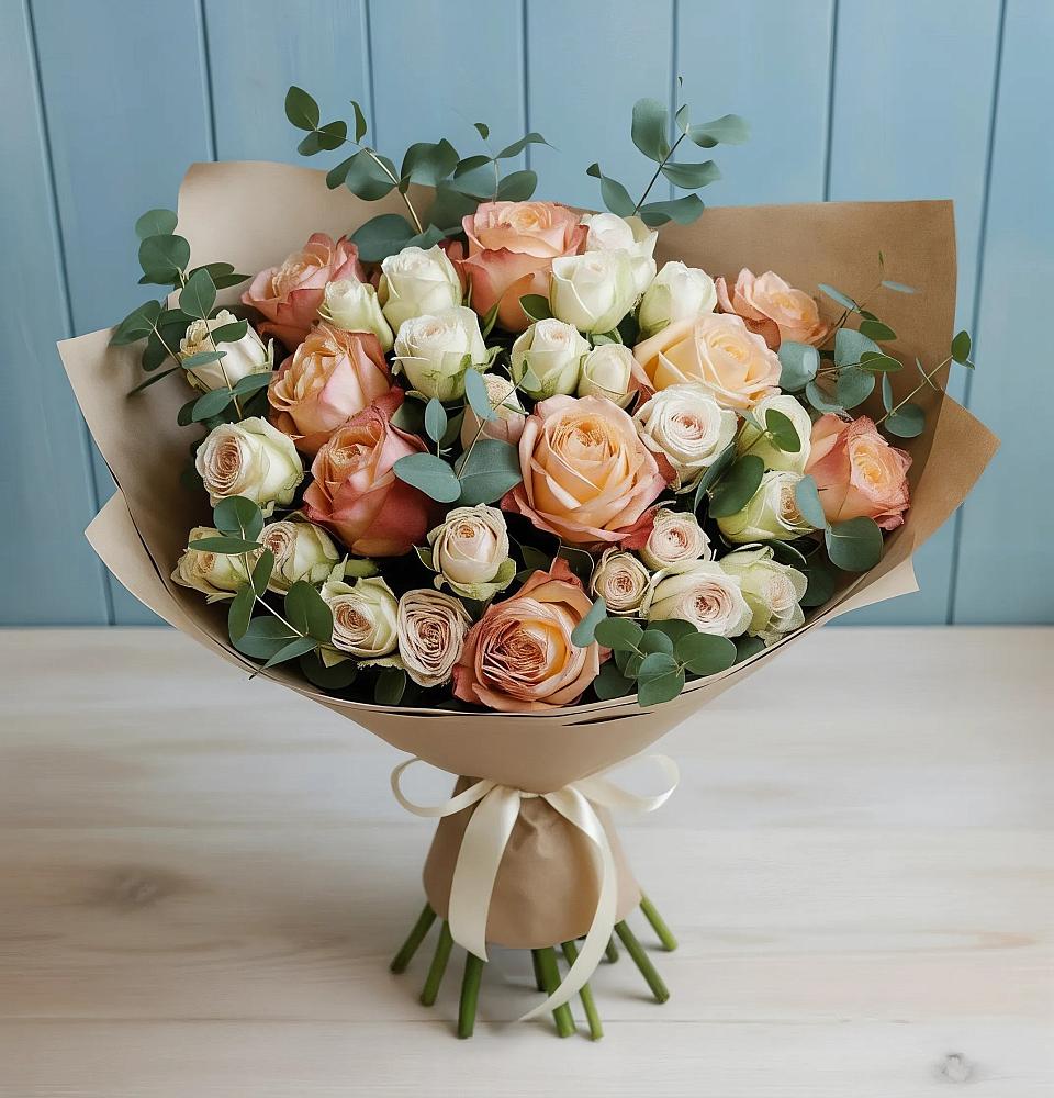 Букет цветов из: Альстромерии и Розы в Инженерный-1