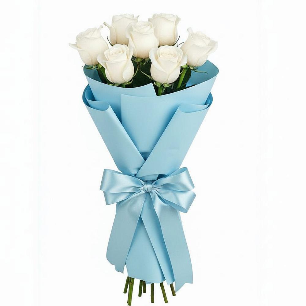 Букет 7 белых роз Проуд в Инженерный-1
