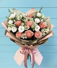 Букет цветов из:  Розы, Альстромерии и Лизиантусы #REPLACE_PRED# Инженерный-1