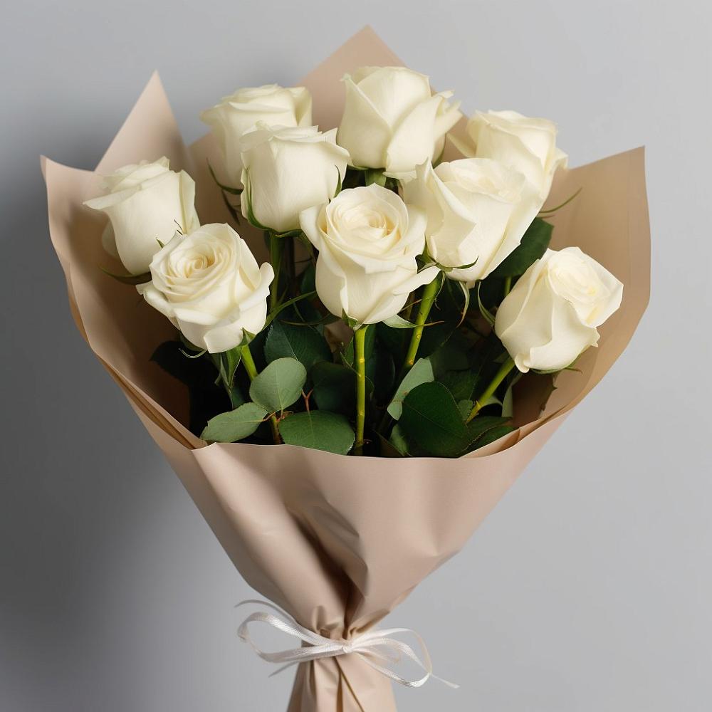 Букет 9 Белых роз Эдлесс Лав в Инженерный-1