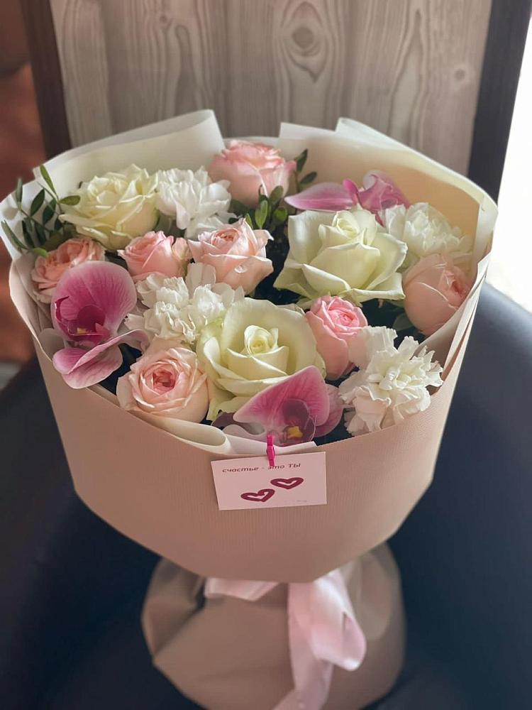 Букет цветов из: Орхидеи, Розы и Гвоздики в Инженерный-1