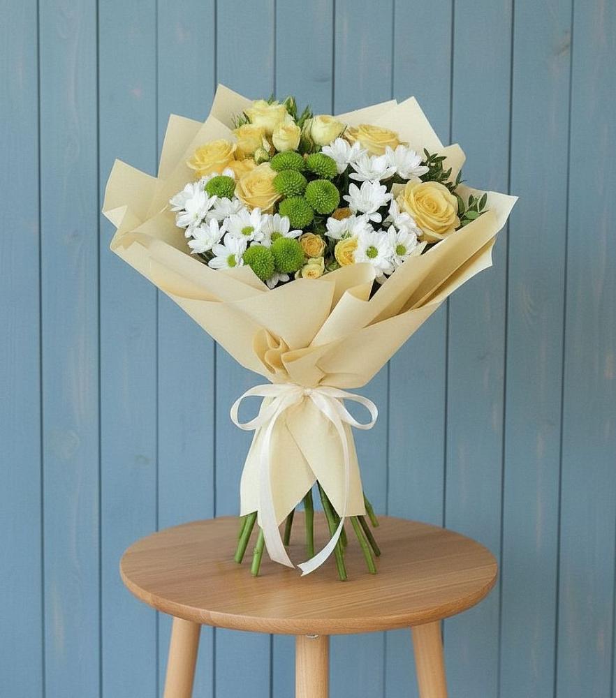 Букет цветов из: Хризантемы и Розы в Инженерный-1