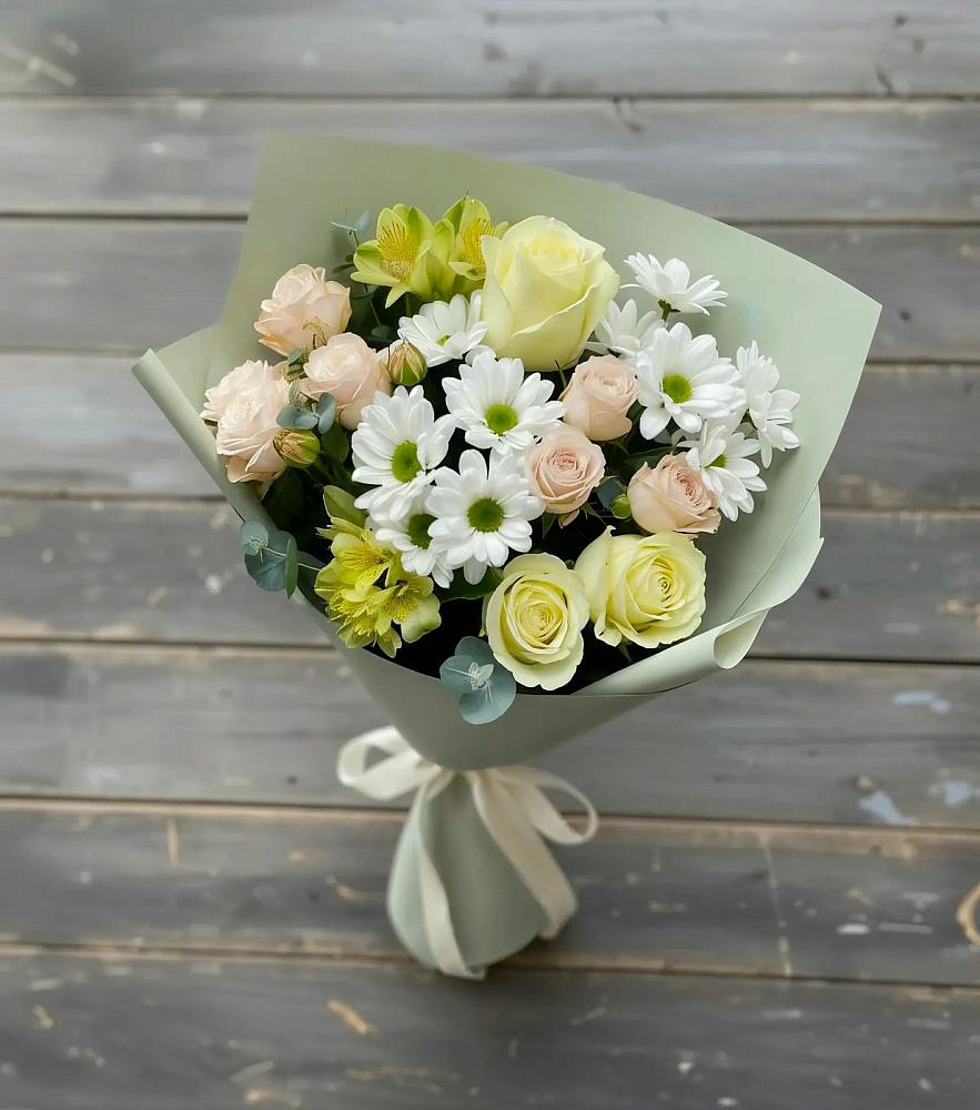 Букет цветов из: Альстромерии, Розы и Хризантемы в Инженерный-1
