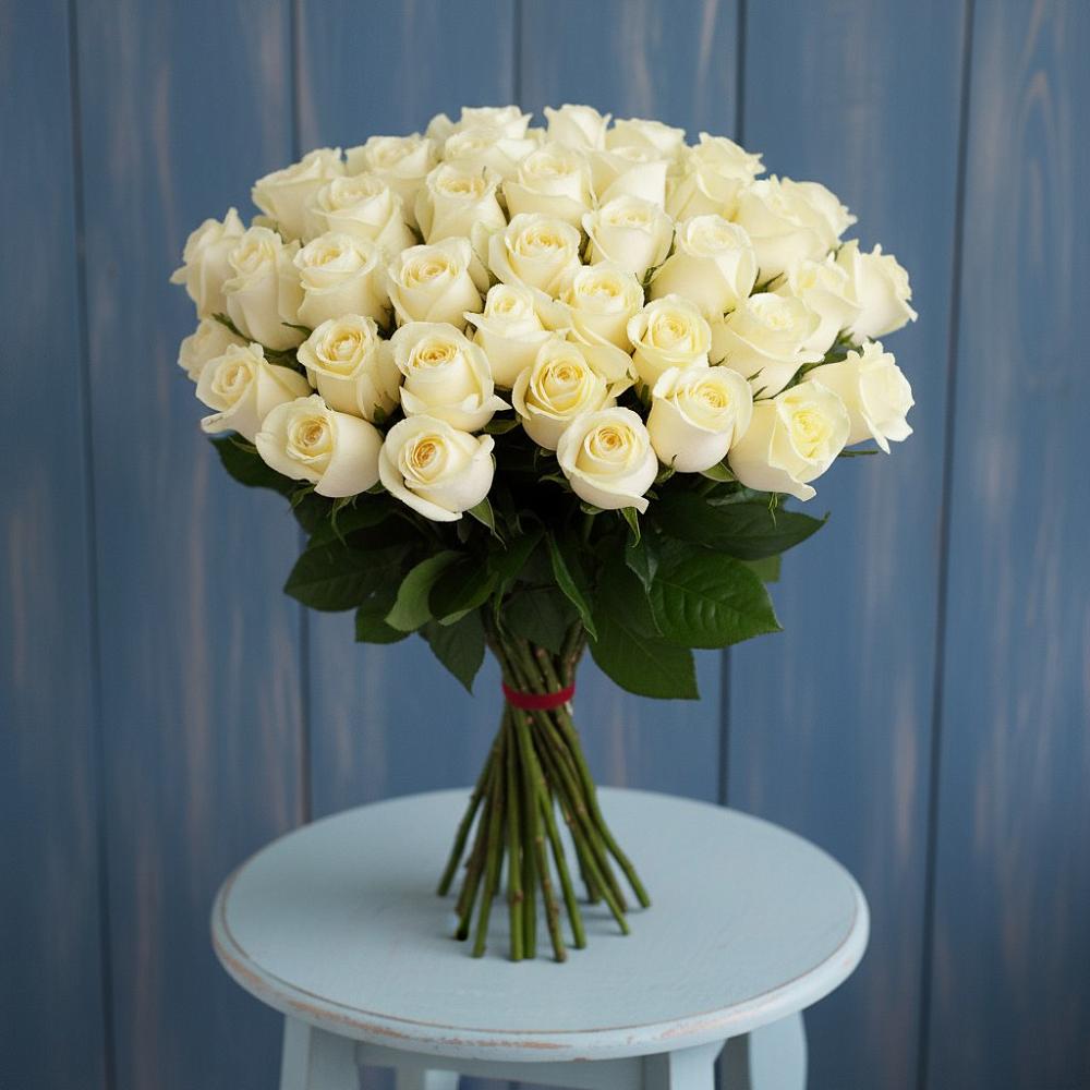 Букет 51 Белая роза Эдлесс Лав в Инженерный-1