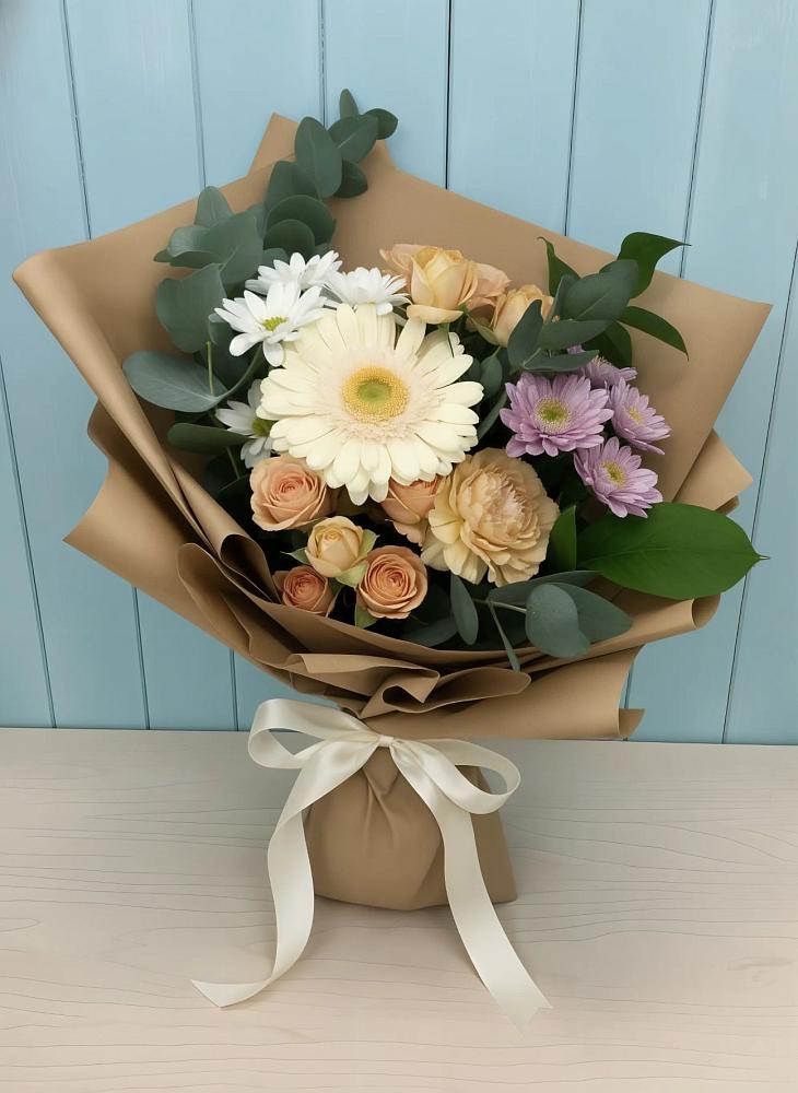 Букет цветов из: Герберы и Хризантемы в Инженерный-1
