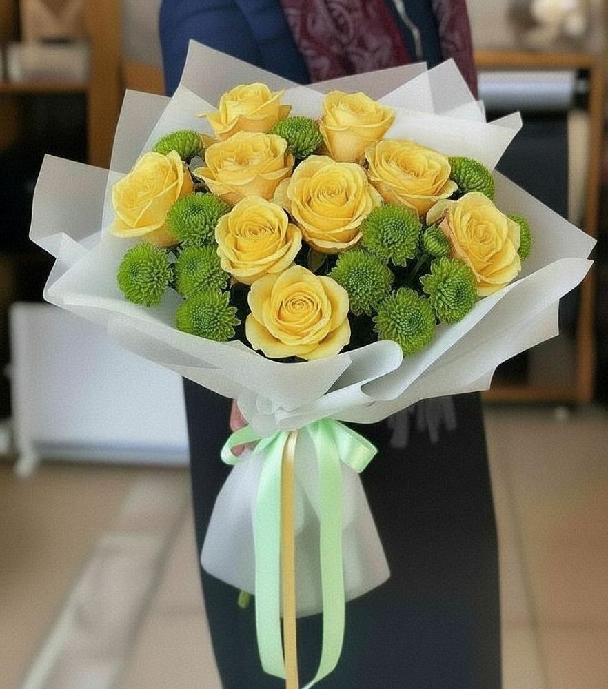 Букет цветов из: Хризантемы и Розы в Инженерный-1