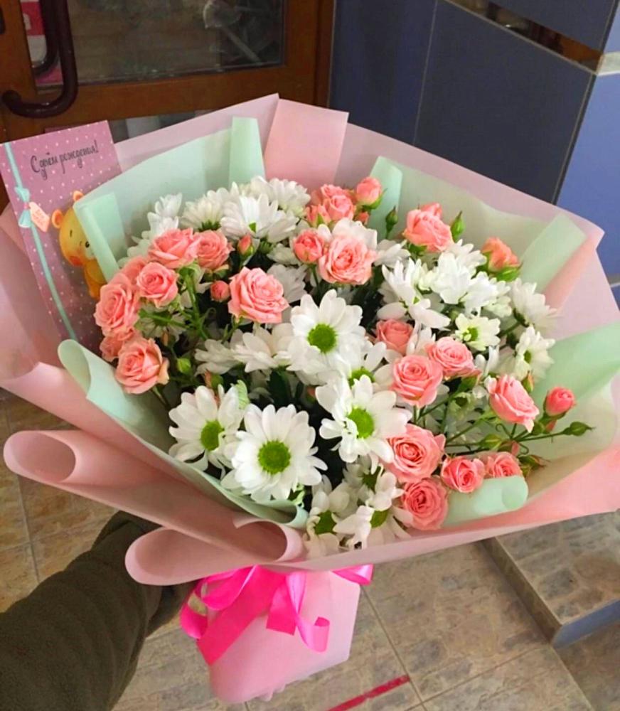 Букет цветов из: Розы и Хризантемы в Инженерный-1