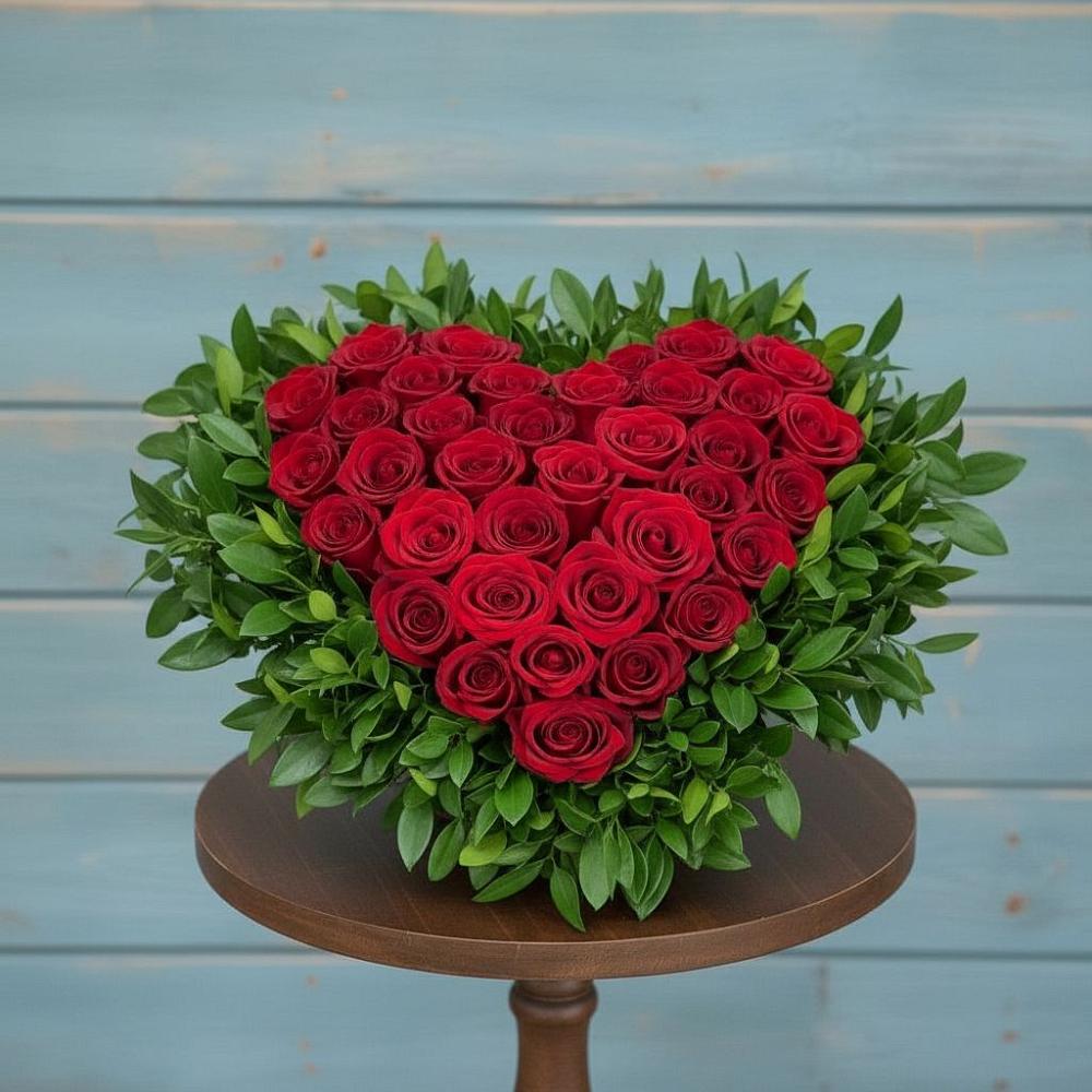 Цветочная композиция из Розы в виде сердца в Инженерный-1