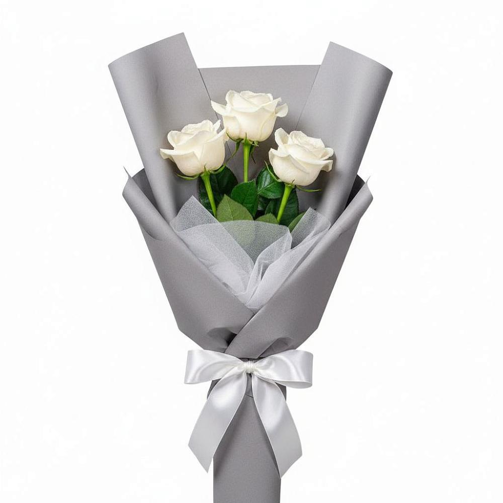 Букет 3 белые розы в Инженерный-1