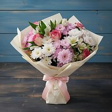 Букет цветов из:  Хризантемы, Альстромерии и Розы в Инженерный-1