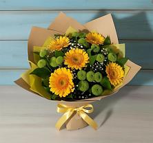 Букет цветов из:  Герберы и Хризантемы в Инженерный-1