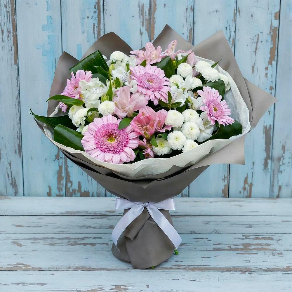 Букет цветов из: Герберы, Альстромерии и Хризантемы в Инженерный-1