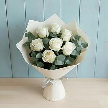 Букет Белые розы в Эвкалипте в Инженерный-1