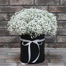 Цветочная композиция из Гипсофила в шляпной коробке в Инженерный-1
